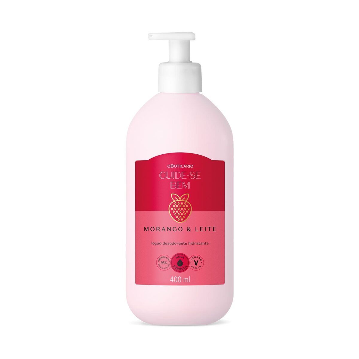 Loción Hidratante Corporal Fresa & Leite Cuide-Se Bem 400ml - Imagen 1
